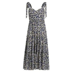 The Westside Rory Tie Shoulder Sleeveless Midi Dress In Navy Night Size M NWT